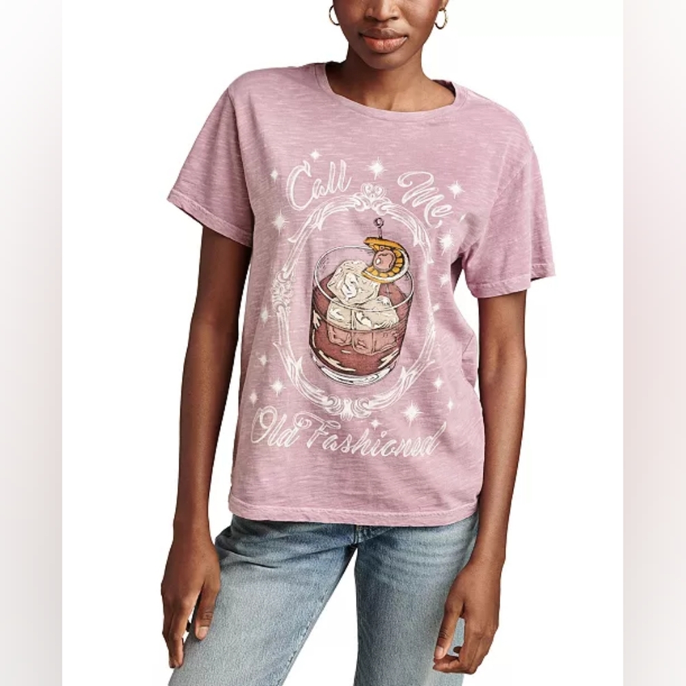 Lucky Brand Pink 'Call Me Old Fashioned' Graphic Short Sleeve Tee
